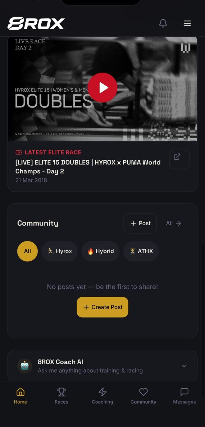 The 8ROX app community screen